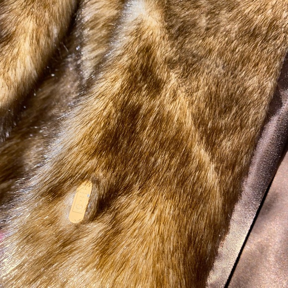 Brown Faux Pamela McCoy Collections Long Coat - Picture 5 of 6